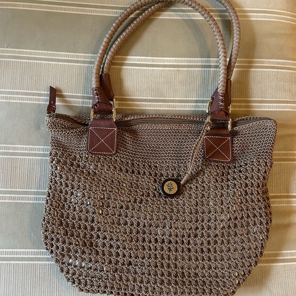 The Sak Taupe Woven Tote Bag